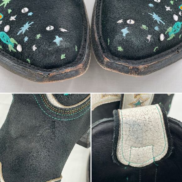 Space Cowboy Double D Ranch Embroidered Western Boots Black Leather Old Gringo 8 - Picture 16 of 16